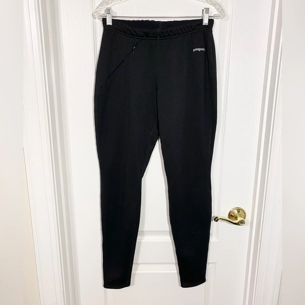Vintage Patagonia Polartec Waffle Fleece Legging Pants Black Size Medium